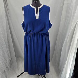 725-29 Anne Klein Royal Blue & white Maxi dress XXL